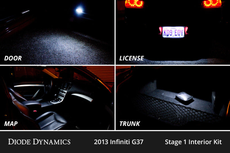 Diode Dynamics 07-15 Infiniti G37 Sedan Interior LED Kit Cool White Stage 1