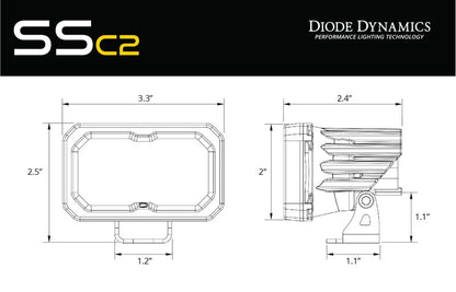 Diode Dynamics Stage Series 1.875 Inch Roll Bar Chase Light Kit SSC2 Sport Yellow (Pair)