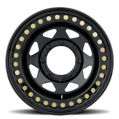 Raceline RT80 Rock 8 Spoke 15x10in / 8x165.1 BP / -25mm Offset / 130.81mm Bore - Gloss Black