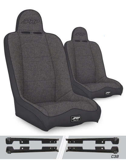 PRP Jeep Wrangler JK/JKU Daily Driver High Back Suspension Seats Kit (Pair) - Gray
