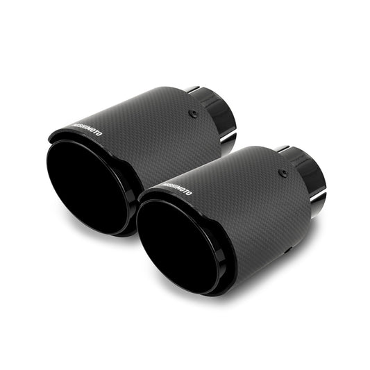 Mishimoto 2x Carbon Fiber Muffler Tip 2.5in Inlet 3.5in Outlet Black