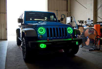 Oracle 07-17 Jeep Wrangler Surface Mount LED Headlight Halo Kit - Green