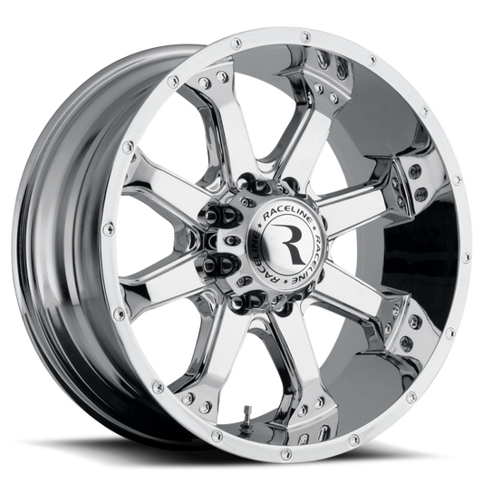 Raceline 991C Assault 16x8in / 5x127 BP / 0mm Offset / 78.1mm Bore - Chrome Wheel