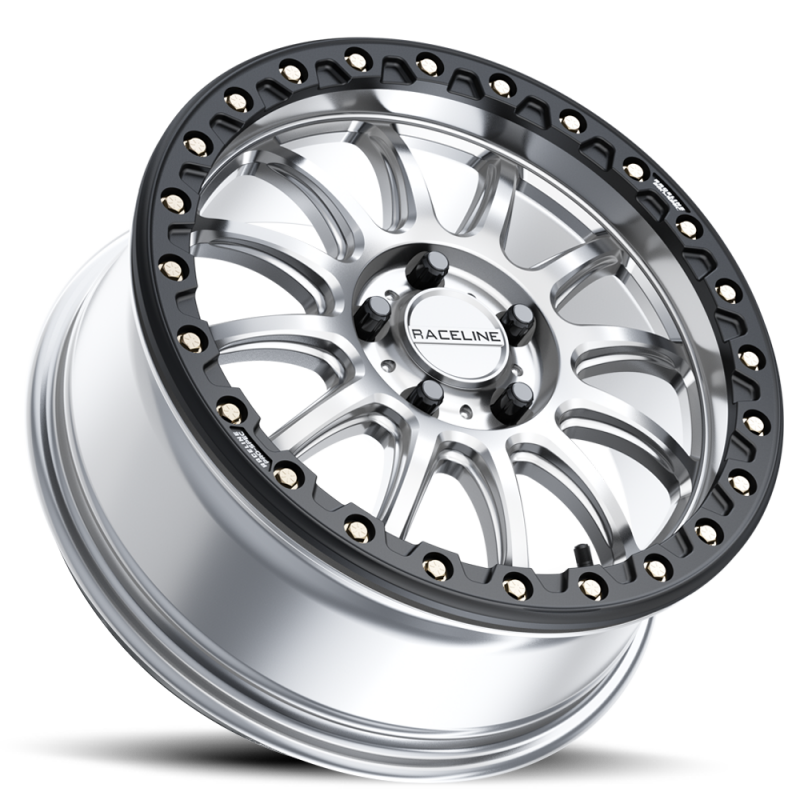 Raceline A14SB Alpha 15x7in /  BP / 25mm Offset / 68mm Bore - Hyper Silver w/Black Ring