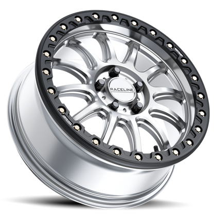 Raceline A14SB Alpha 15x7in /  BP / 25mm Offset / 68mm Bore - Hyper Silver w/Black Ring