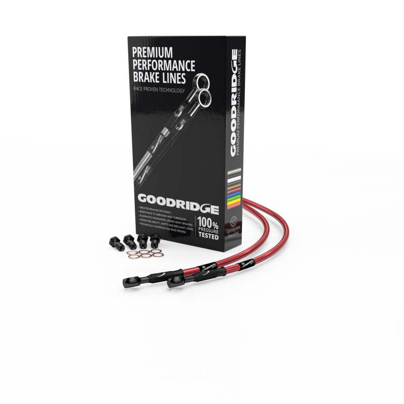 Goodridge 13-16 Yamaha MT-09 Red Rear SS Brake Lines w/Black Fittings