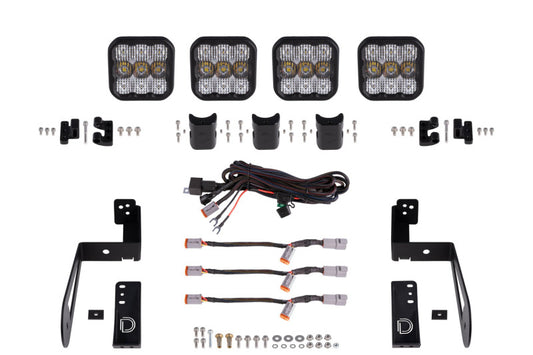 Diode Dynamics Jeep JK SS5 4-Pod CrossLink Grille Lightbar Kit Sport - White Combo