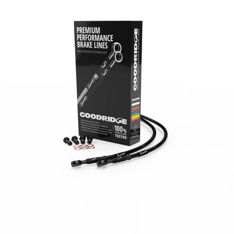 Goodridge 96-03 Honda F6C Valkyrie Black Front SS Brake Lines w/Black Fittings