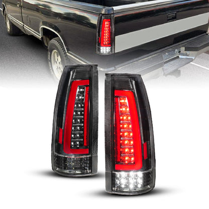 ANZO 88-99 Chevy/GMC C/K1500/2500/3500 Full LED Light Tube Taillights Black Housing Clear Lens