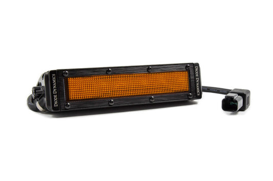 Diode Dynamics 6 In LED Light Bar - Amber Flood Stealth (Single)