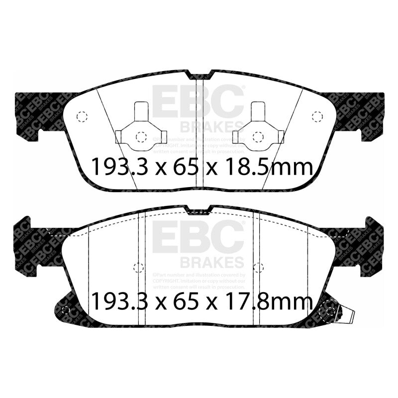 EBC 2016+ Lincoln Continental (10th Gen) 2.7L Twin Turbo Redstuff Front Brake Pads