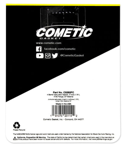 Cometic Holley 4 Barrel 4150 Style .047in Fiber Carburetor Gasket - 1.750in Holes