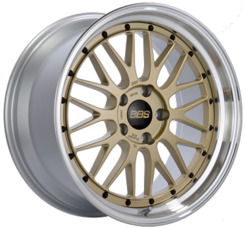 BBS LM 20x9 5x120 ET15 PFS Gold Center Diamond Cut Lip Wheel - 82mm PFS/Clip Required