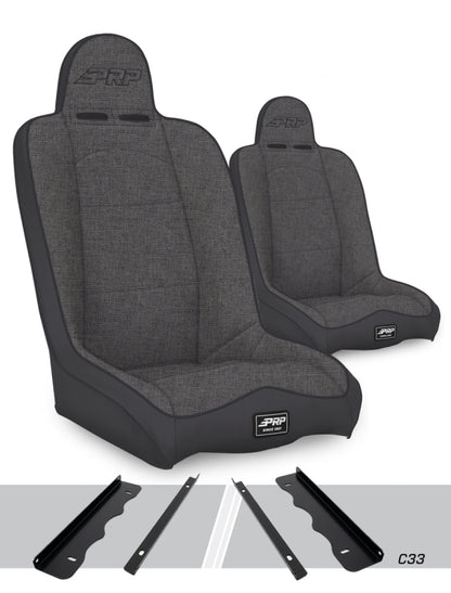PRP 95-01 Jeep Cherokee XJ Daily Driver High Back Suspension Seats Kit (Pair) - Gray