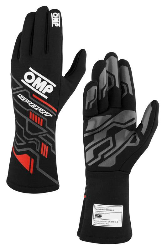 OMP SPORT GLOVES FIA 8856-2018 MY2025 BLACK / FLUO YELLOW SZ XS
