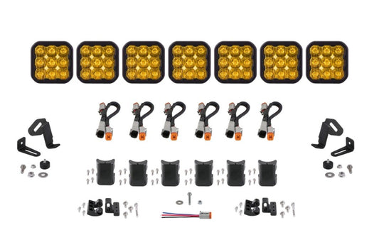 Diode Dynamics SS5 Sport Universal CrossLink 7-Pod Lightbar - Yellow Driving