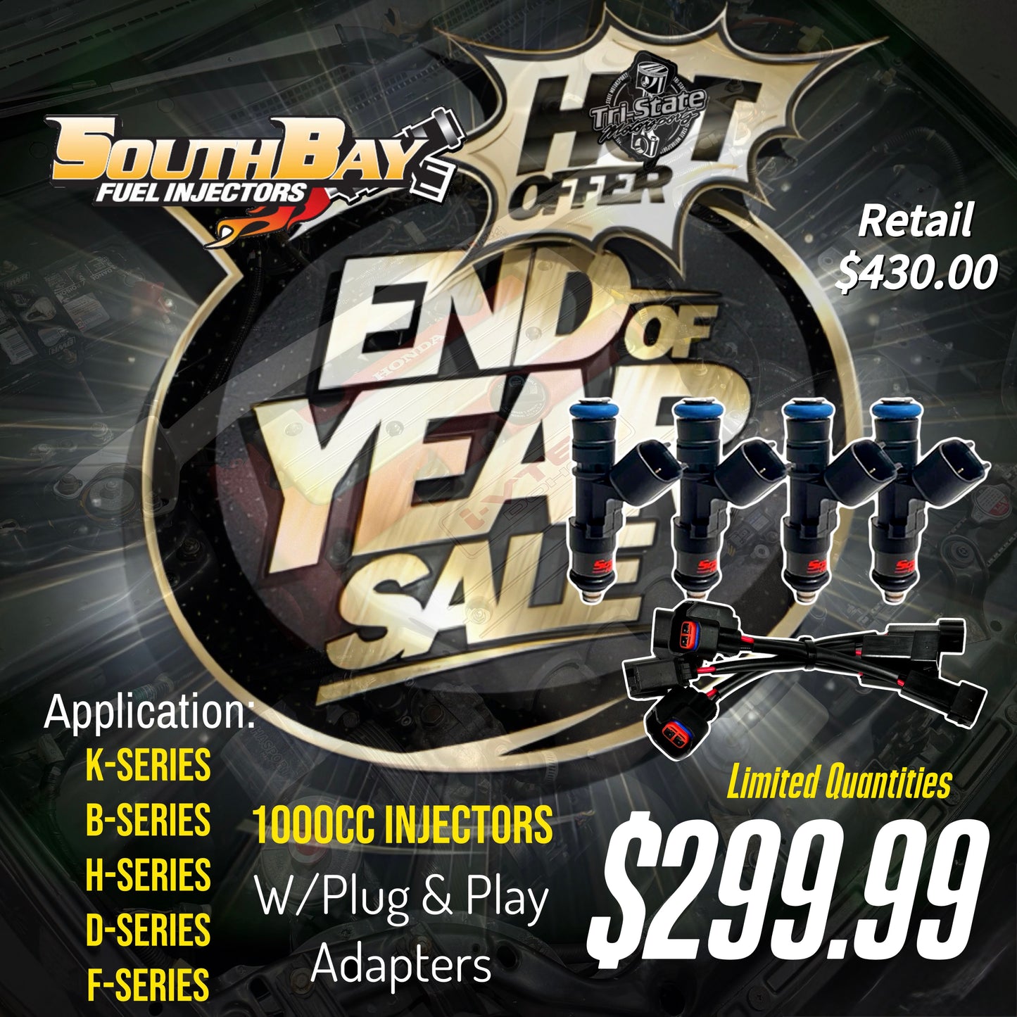 SouthBay Fuel Injectors - 1000cc Injectors (Choice of B/D/F/H and K-Series)