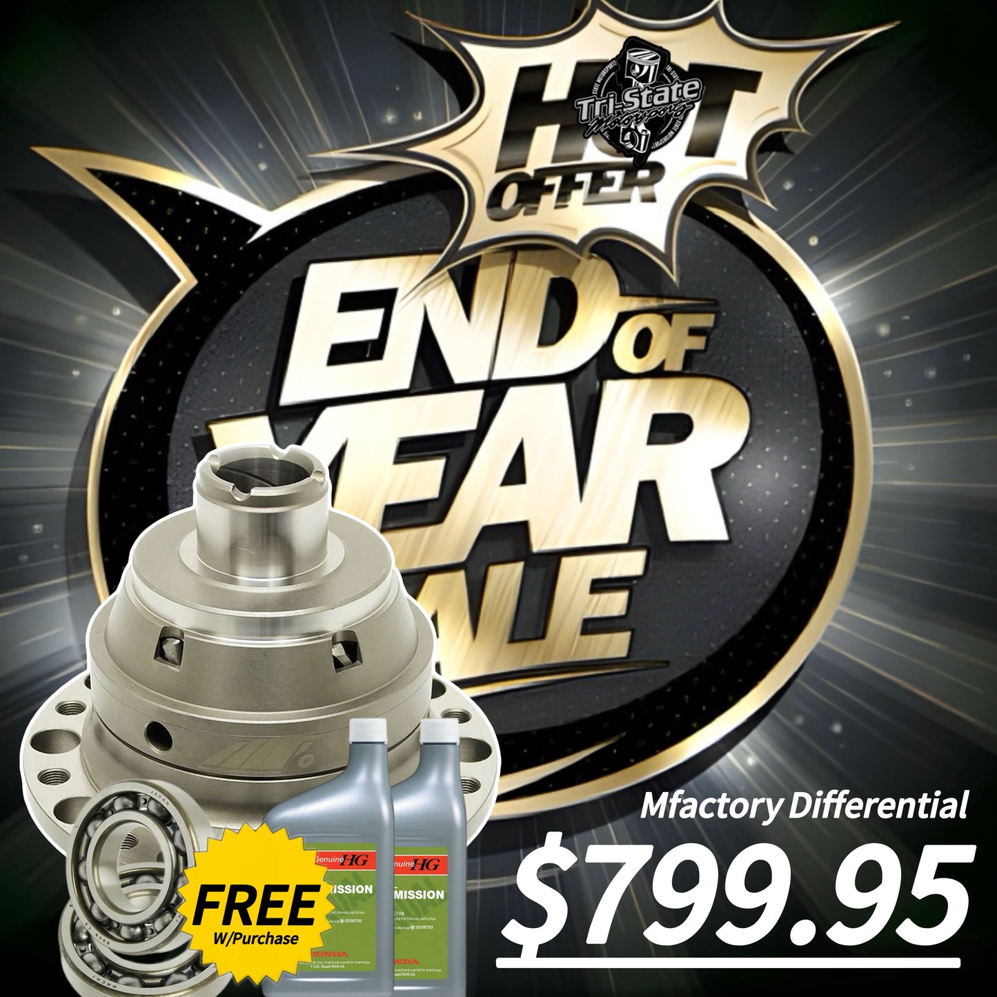 MFactory - Differential w/ Free Differential Bearings + 2 Quarts of OEM Transmission Fluid