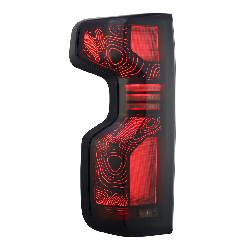 AlphaRex 19+Cheverolet 1500/2500HD/3500HD Silverado Luxx Series LED TailLights Alpha-Black Top-Etch