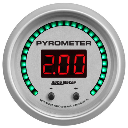 Autometer 52.4mm Silver Two Channel 0-2000 Degree Pyrometer (EGT) Ultra-Lite Elite Digital Gauge