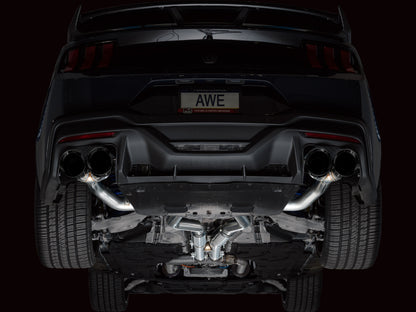 AWE 2024 Ford Mustang Dark Horse S650 RWD Track Edition Catback Exhaust w/ Quad Diamond Black Tips