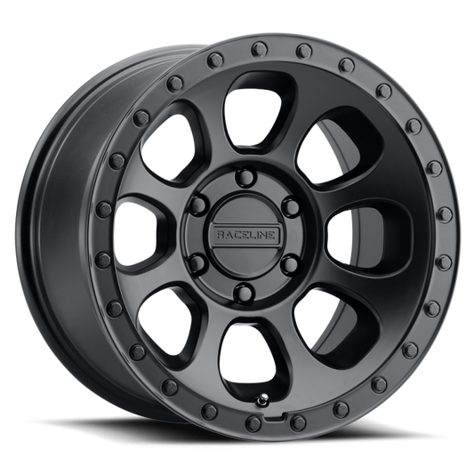 Raceline 961B Bolt 17x9in / 5x127 BP / -12mm Offset / 78.1mm Bore - Satin Black