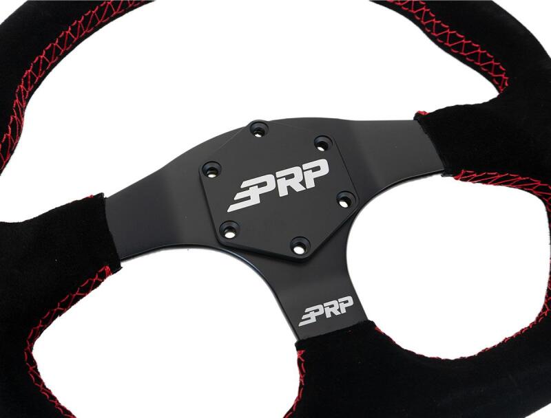 PRP Comp-R D-Shape Suede Steering Wheel - Red