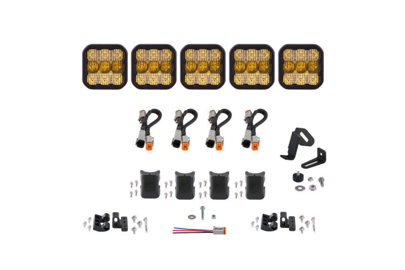 Diode Dynamics SS5 Sport Universal CrossLink 5-Pod Lightbar - Yellow Combo