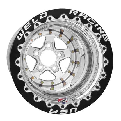 Weld Alumastar 2.0 15x16 / 5x4.5 BP / 4in. BS Polished Wheel - Polished Double Beadlock MT