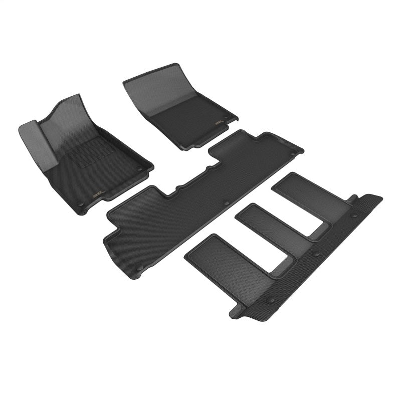 3D MAXpider 22-24 RIVIAN R1S Kagu Black Floor Mat - Row 1/2/3