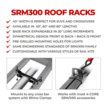 Go Rhino SRM300 Tri-Rail Kit (For 60x40in. Rack) - Tex. Blk (Rails ONLY - Req. Platform)