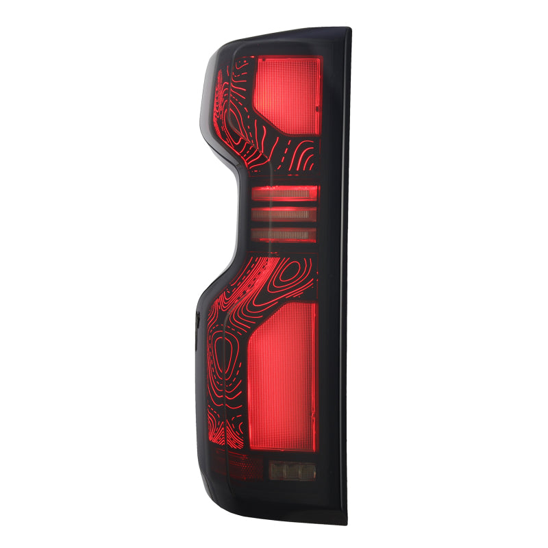 AlphaRex 19+Cheverolet 1500/2500HD/3500HD Silverado Luxx Series LED TailLights Alpha-Black Top-Etch