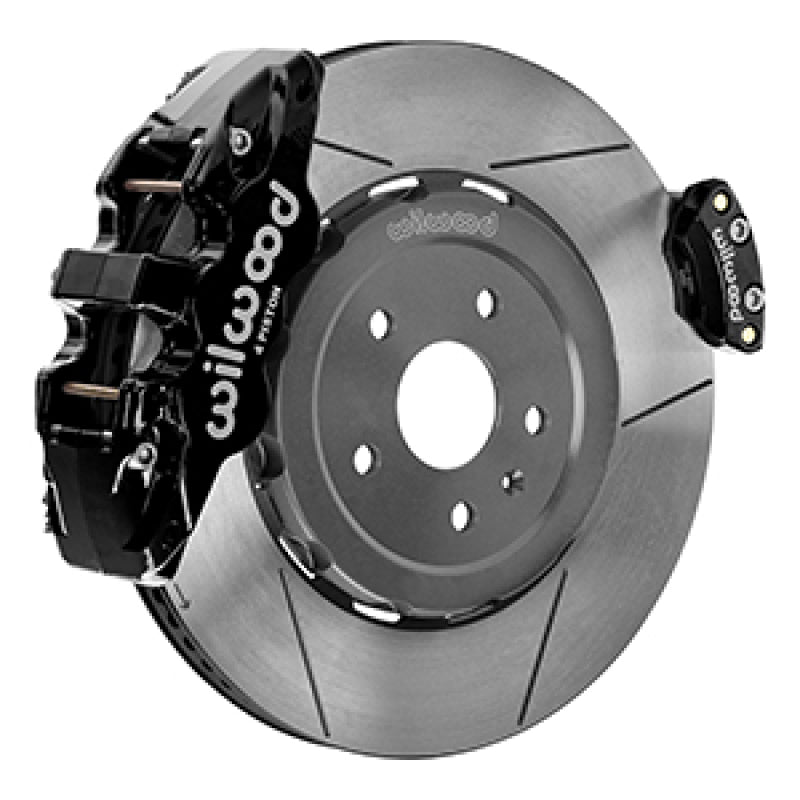 Wilwood 20-23 Chevy Corvette C8 Aero4 Black Rear Big Brake Kit - Slotted