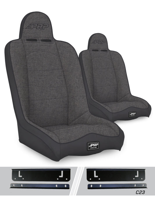 PRP Jeep Wrangler CJ7/YJ Daily Driver High Back Suspension Seats Kit (Pair) - Gray