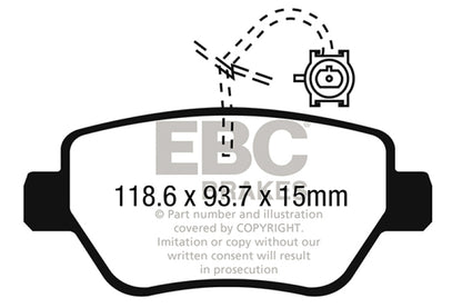 EBC 14-17 Maserati Ghibli (330 PS Package ONLY) Yellowstuff Rear Brake Pads