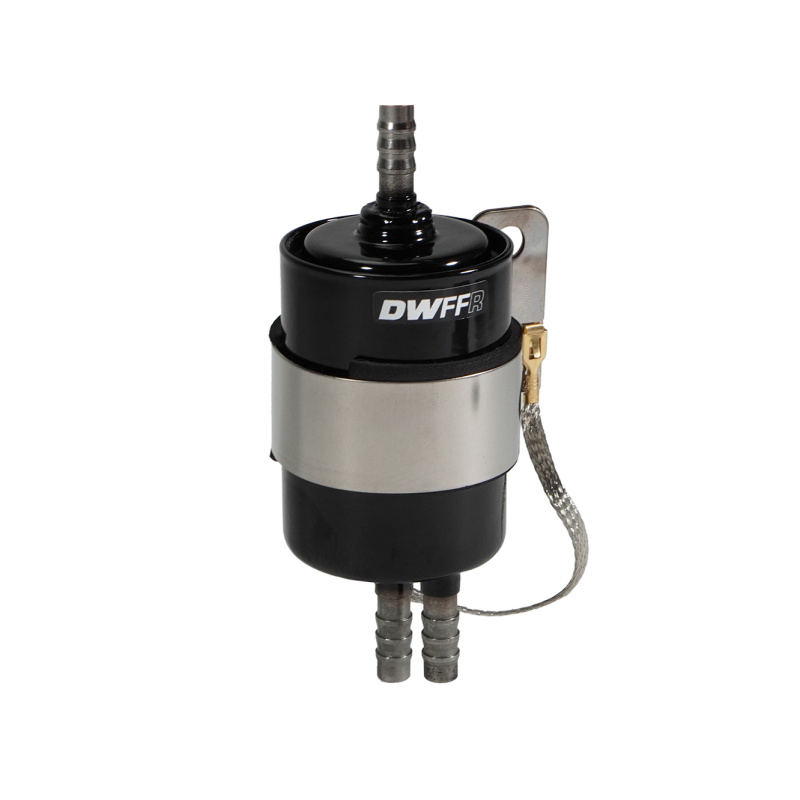 DeatschWerks 10 Micron 3/8in Barb Fuel Filter Regulator w/ Stainless Steel Body - Black