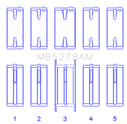 King Engine Bearings Ford 140Ci /2.3Liter/L4 (Size +0.50mm) Main Bearing Set