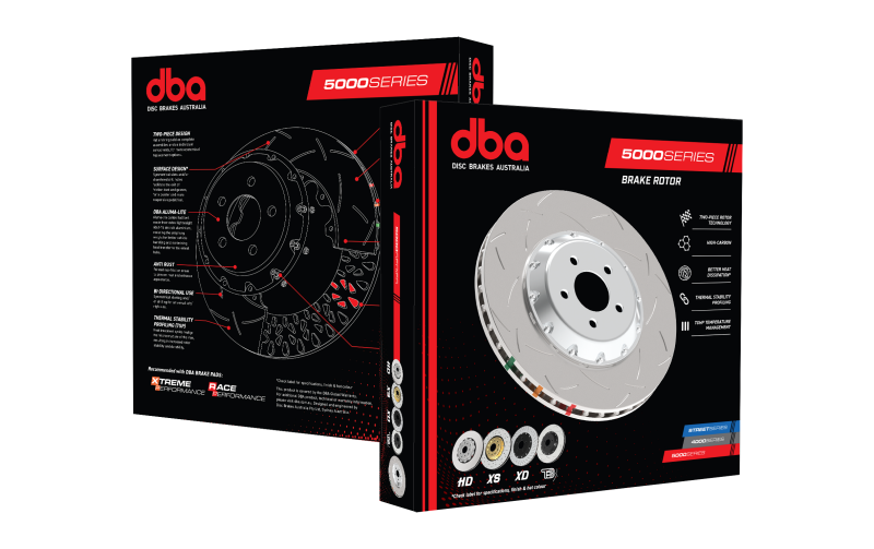 DBA 11-17 Jeep Grand Cherokee Trackhawk (6.2L V8) 5000 Series Slotted Front Brake Rotor w/Black Hat