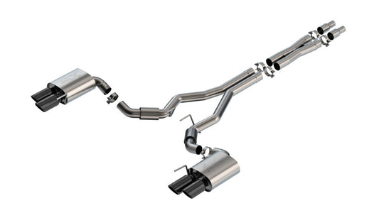 Borla 2024 Ford Mustang GT 5.0L V8 3 in ATAK Catback Non-Active Exhaust- Black Chrome Quad Tip