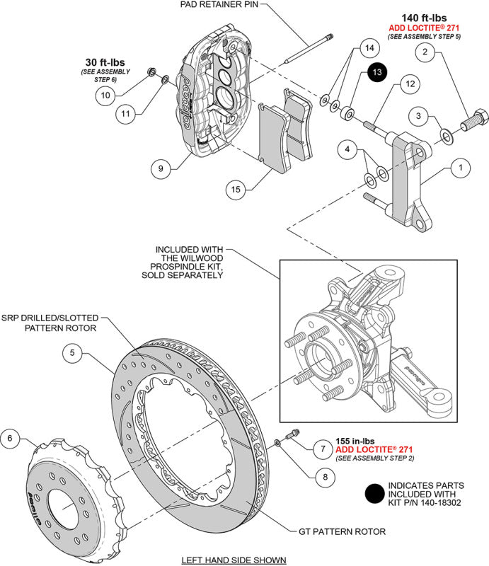 Wilwood kit front XRS6R wwe C10 alum pro spindle 13.06 rotor SRP