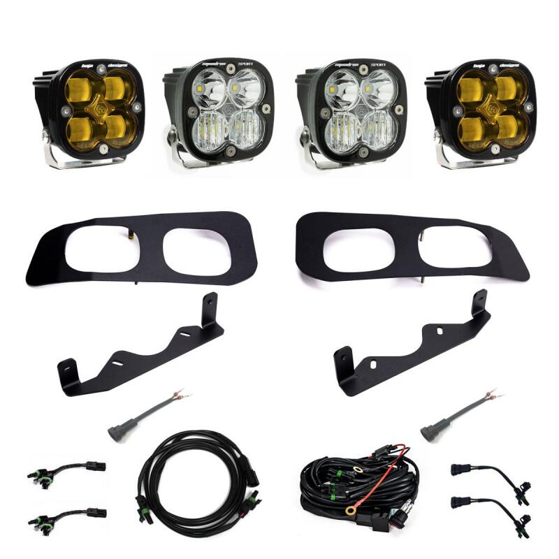 Baja Designs 2023+ Ford F250/F350 Super Duty Squadron SAE/Sport Fog Pocket Kit - Amber Toggle