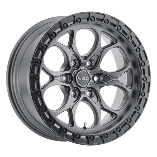 Weld Ledge 6 18x9 / 6x135 / ET -12 / BS 4.51 - Satin Gunmetal w/ Satin Black Ring Wheel