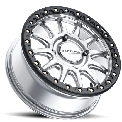 Raceline A14SB Alpha 15x7in /  BP / 25mm Offset / 68mm Bore - Hyper Silver w/Black Ring