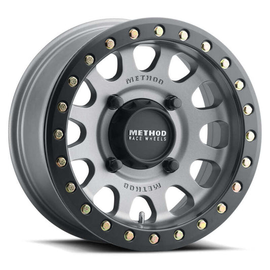 Method MR401 UTV Beadlock 15x6 / 5+1/53mm Offset / 4x156 / 132mm CB Titanium Wheel- Matte Black Ring