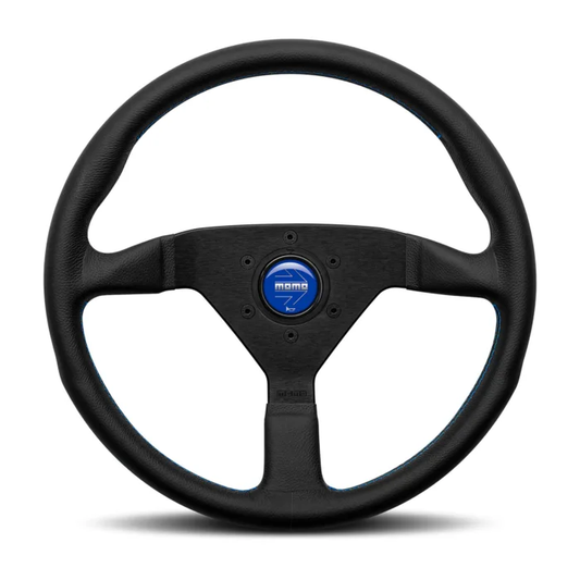 Momo - Montecarlo Steering Wheel 350 mm - Black Leather/Blue Stitch/Black Spokes