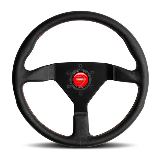 MOMO - Montecarlo Steering Wheel 320 mm - Black Leather/Red Stitch/Black Spokes