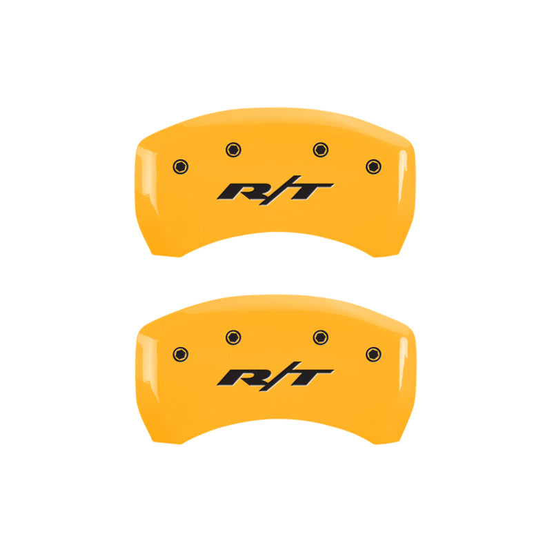 MGP 4 Caliper Covers Engraved Front & Rear RT1-Truck Yellow finish black ch