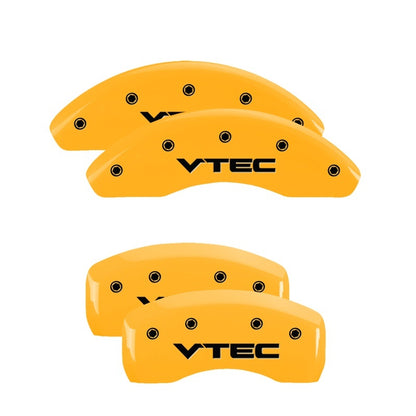 MGP 4 Caliper Covers Engraved Front & Rear Vtech Yellow Finish Black Char 2005 Acura NSX