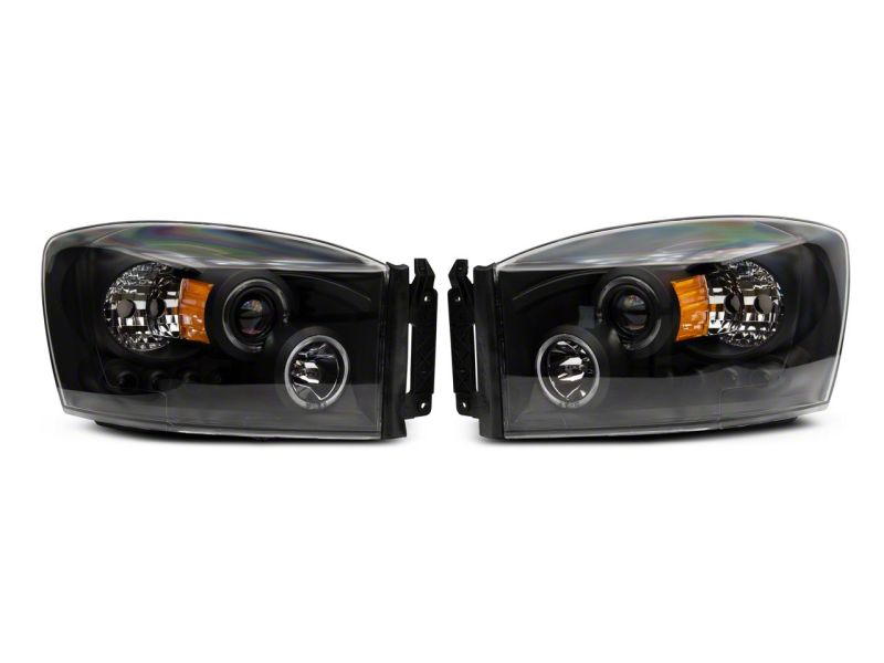 Raxiom 06-08 Dodge RAM 1500 LED Halo Projector Headlights- Blk Housing (Clear Lens)