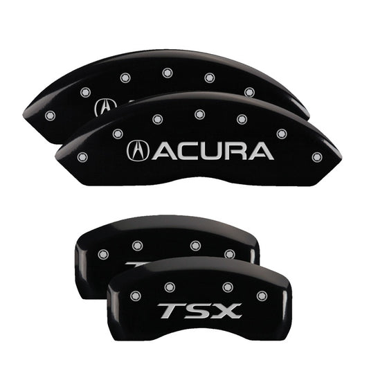 MGP 4 Caliper Covers Engraved Front & Rear Acura Black finish silver ch